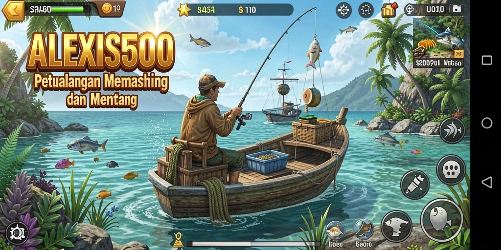 Screenshot ALEXIS500 menampilkan gameplay memancing yang imersif dan menarik.