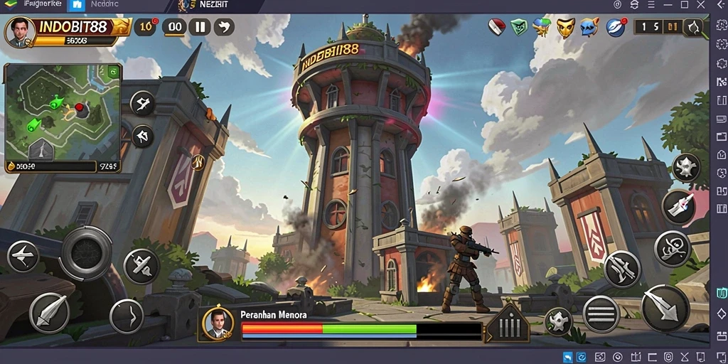 Tampilan gameplay menarik dalam game Tower Defense INDOBIT88.