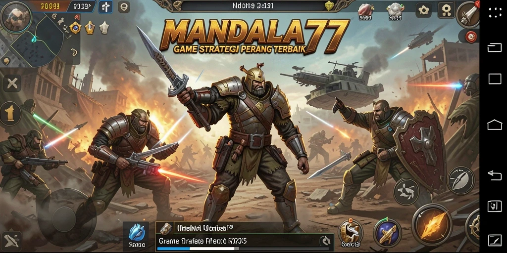 Tampilan gameplay MANDALA77 dengan strategi menarik dan pertempuran seru.
