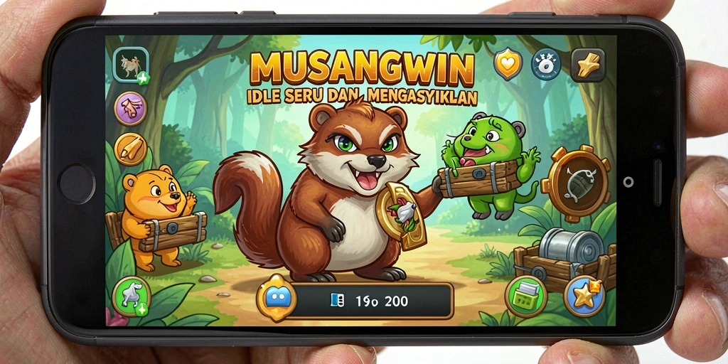 Tampilan gameplay Idle yang menarik dan mencolok.