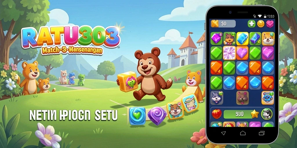 Tampilan gameplay seru dalam RATU303 Match-3.
