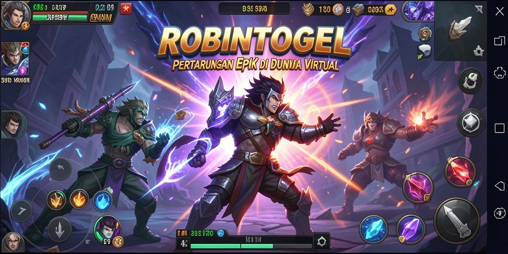 Screenshot ROBINTOGEL menunjukkan pertarungan seru antara dua karakter.