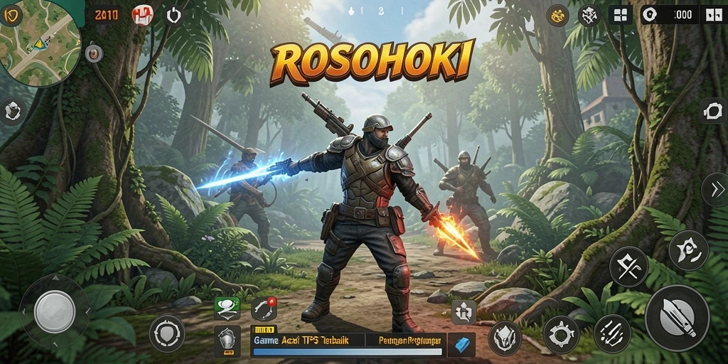 Tampilan menegangkan dari gameplay ROSOHOKI pada mode TPS.