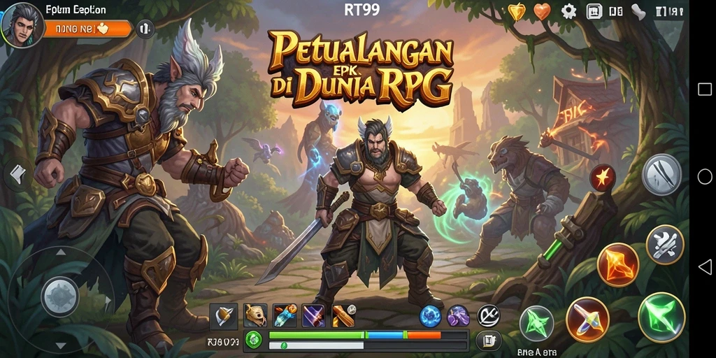 Screenshot gameplay RT99 menampilkan pertarungan seru antara karakter.