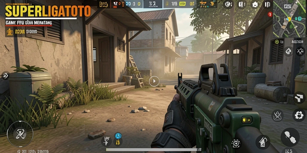 Gameplay SUPERLIGATOTO dengan aksi tembak-menembak yang mendebarkan.